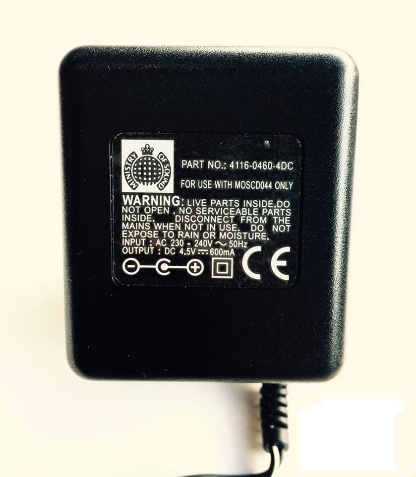 *Brand NEW* 4.5V 600mA MINISTRY OF SOUND MOSCD044 4116-0460 AC/DC ADAPTER POWER SUPPLY - Click Image to Close